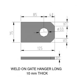 Dimensions of Weld-On Gate Hanger